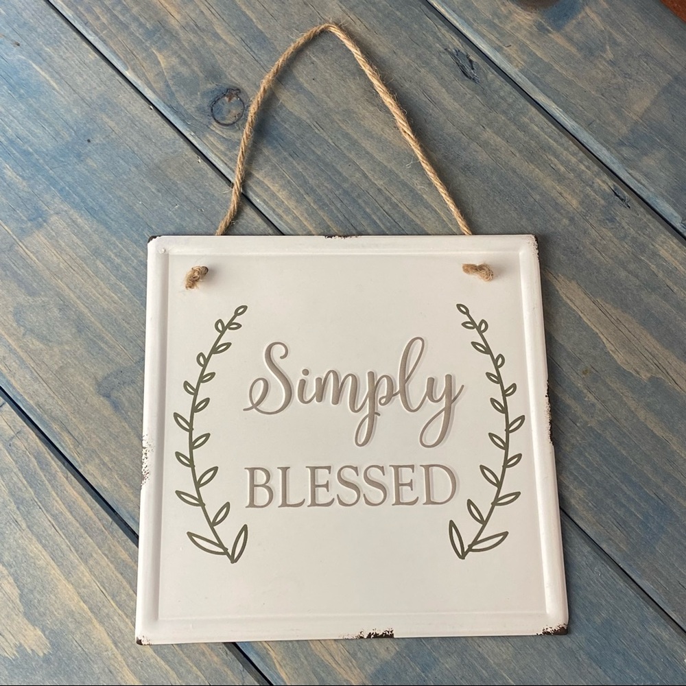 Simply Blessed Farmhouse Rustic Tin Hanging Sign